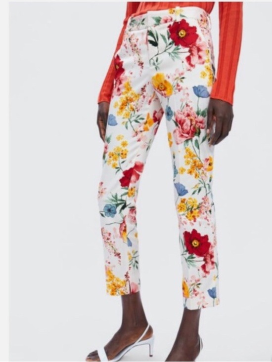Zara Pants - Zara Floral Botanical Trouser Pants Size 6